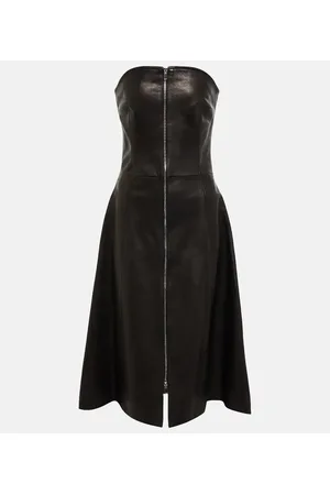 Khaite Valerie leather midi dress