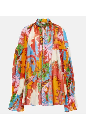 Etro Printed cotton and silk blouse
