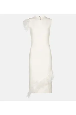 Christopher Kane Feather-trimmed wool-blend dress
