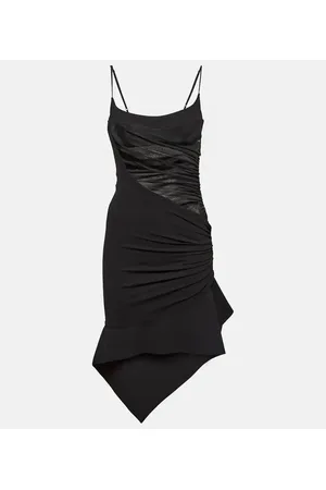 MUGLER Asymmetric gathered minidress