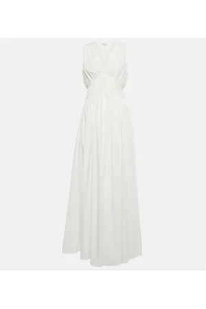 Brunello Cucinelli Ruched cotton maxi dress