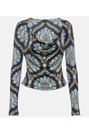 Etro Scoop-neck paisley jersey top
