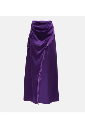 Didu Asymmetric silk satin maxi skirt