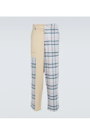 THE ELDER STATESMAN Checked wool, silk and cashmere pants