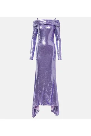 The Attico Fanny sequined off-shoulder gown