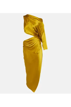 The Sei Cutout one-shoulder silk satin midi dress