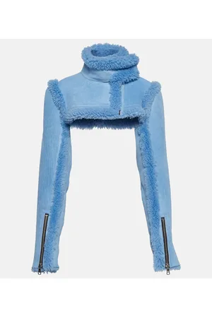 LAQUAN SMITH Shearling-trimmed cropped leather jacket