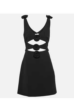 MAGDA BUTRYM Floral-appliquÃ© cutout wool-blend minidress