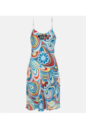 RODARTE Printed satin slip dress