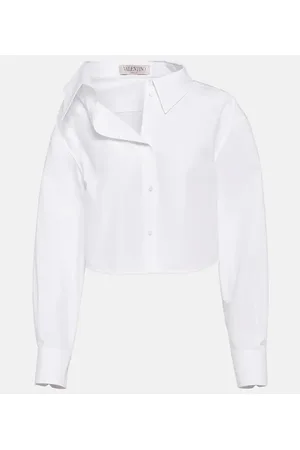 VALENTINO Asymmetric cropped cotton shirt