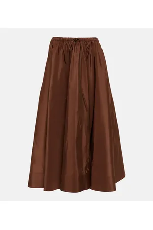 VALENTINO Pleated silk midi skirt