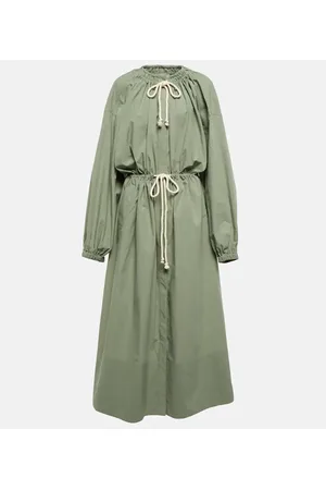 Jil Sander Drawstring cotton poplin midi dress