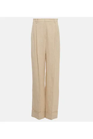 Brunello Cucinelli High-rise wide-leg linen pants