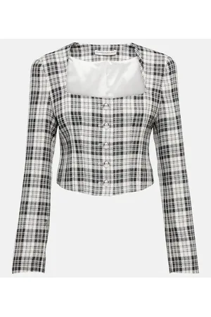 Alessandra Rich Plaid cropped wool jacket