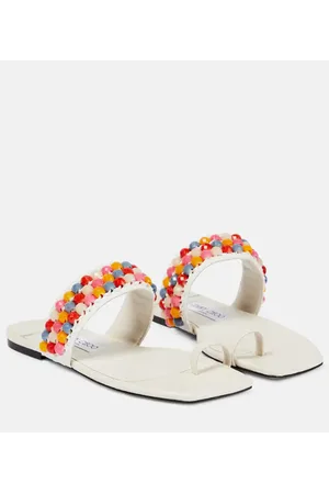 Jimmy Choo Amoure Flat embellished raffia sandals