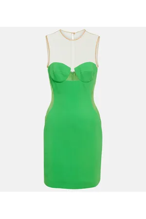 Stella McCartney Mesh-paneled crÃªpe minidress