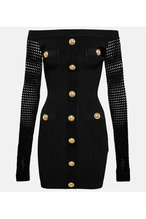 Balmain Off-shoulder knit minidress