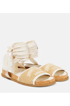 Jimmy Choo Gal Flat logo raffia sandals