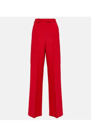 VALENTINO High-rise straight-leg silk crÃªpe pants