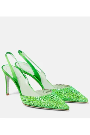 RENE CAOVILLA Embellished satin slingback pumps