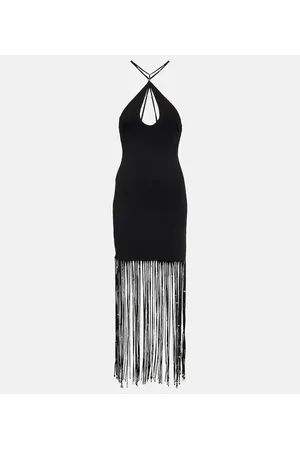 ROTATE Fringe-trimmed jersey maxi dress