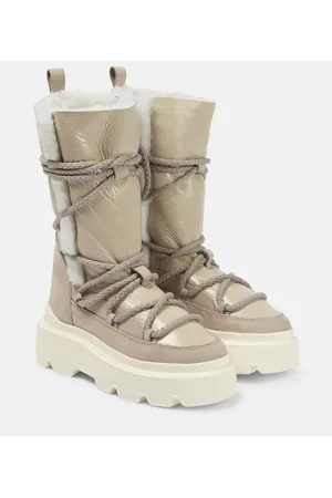 INUIKII Leather shearling-trimmed snow boots