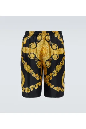 VERSACE Printed silk twill shorts