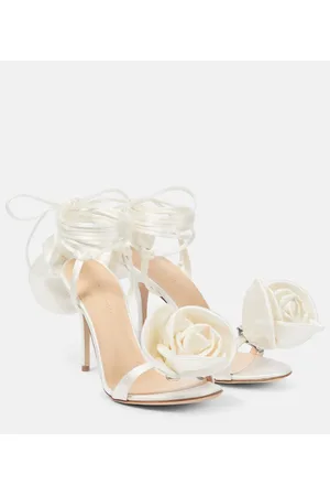 MAGDA BUTRYM Floral-appliquÃ© satin sandals