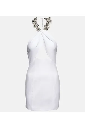 AREA Embellished halterneck jersey minidress