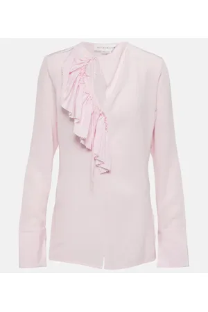 Victoria Beckham Ruffled crÃªpe de chine silk top
