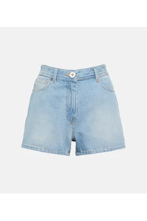 VERSACE Printed denim shorts