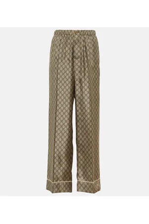 Gucci GG Supreme wide-leg silk pants