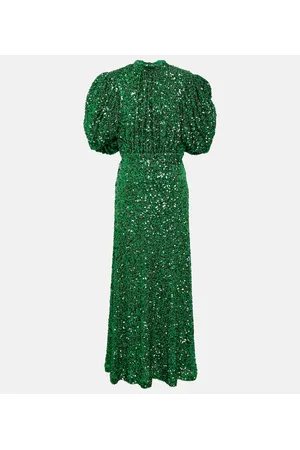ROTATE Sequined puff-sleeve maxi dress