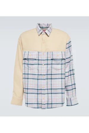 THE ELDER STATESMAN Checked wool, silk and cashmere shirt