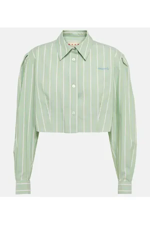 Marni Striped cropped cotton shirt