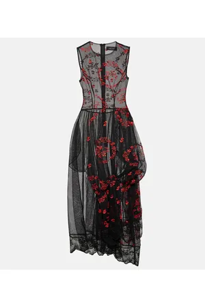Simone Rocha Floral embroidered tulle midi dress
