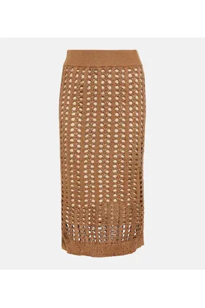 Brunello Cucinelli Cotton, linen, and silk midi skirt