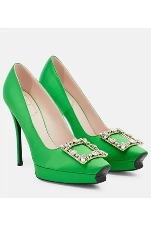 Roger Vivier Flower Strass satin platform pumps