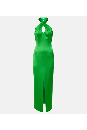Rasario Halterneck satin midi dress