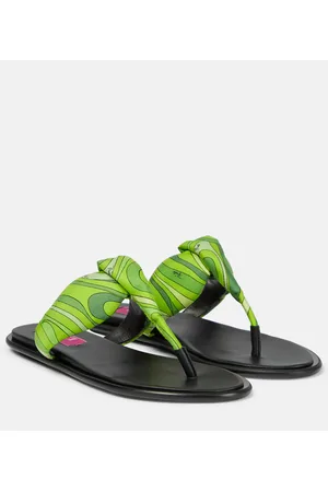 Puccini Printed silk twill thong sandals