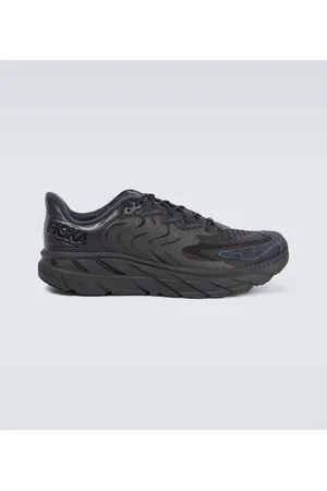 Hoka One One Clifton LS leather-trimmed mesh sneakers