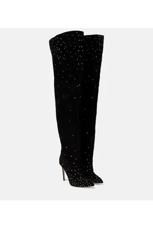 PARIS TEXAS Embellished suede over-the-knee boots