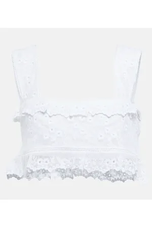 Isabel Marant Mecelia anglaise cotton and silk crop top