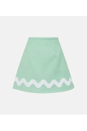Patou High-rise cotton-blend tweed miniskirt