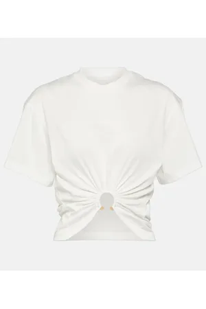 Paco rabanne Embellished cotton jersey crop top