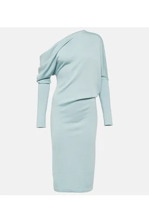 Tom Ford Off-shoulder cashmere-blend midi dress