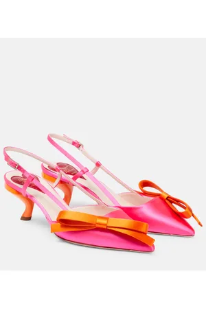 Roger Vivier Virgule bow-embellished satin slingback pumps
