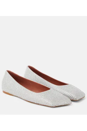 Amina Muaddi Ane embellished suede ballet flats