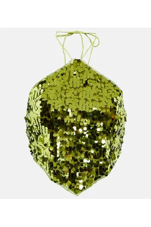 Oseree OsÃ©ree Sequined halterneck crop top