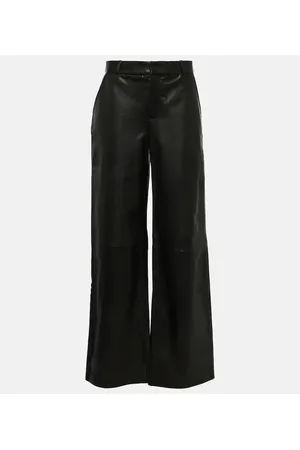 Frame High-rise leather wide-leg pants